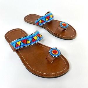 HANDMADE Beaded Leather Sandals